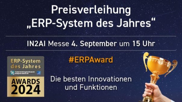 ERP-System des Jahres 2024 // Preisverleihung auf der IN2AI Dortmund (Messe | Online)