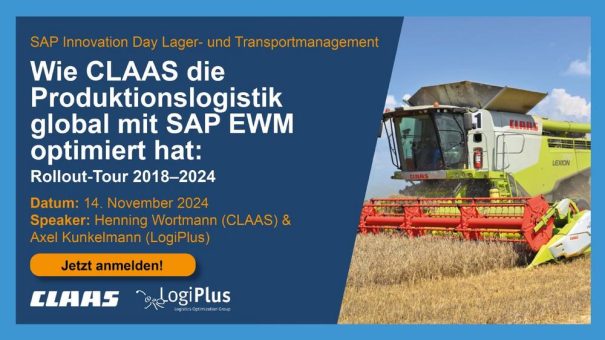 LogiPlus stellt an dem SAP Innovation Day aus und hält Vortrag mit CLAAS (Konferenz | Sankt Leon-Rot)