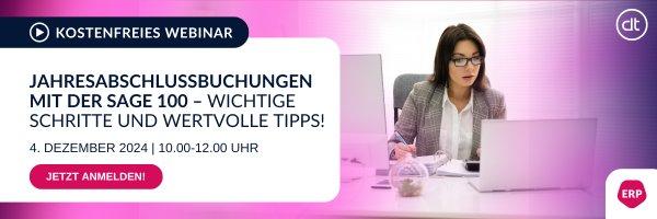 Jahresabschlussbuchungen mit der Sage 100 – Wichtige Schritte und wertvolle Tipps! (Webinar | Online)